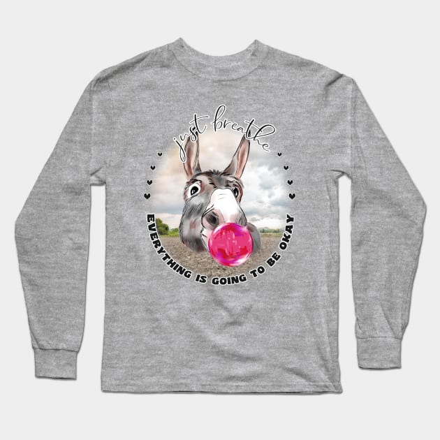 Just Breath Donkey Bubblegum Long Sleeve T-Shirt by IconicTee